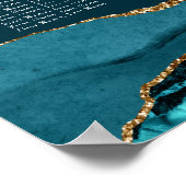 Chic Blauwgroen Gold Agate Party Zitplaatskaart Poster (Hoek)