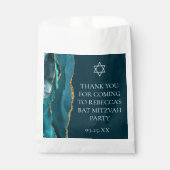 Chic Blauwgroen Gold Bat Mitzvah Gepersonaliseerde Bedankzakje (Voorkant)