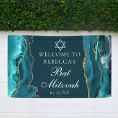 Chic Blauwgroen Gold Bat Mitzvah Party Welkom Spandoek
