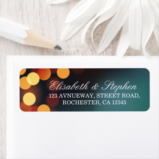 Chic Blauwgroen Gold Bokeh Glitter String Lights W Etiket (Insitu)