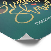 Chic Blauwgroen Gold Bokeh Licht Vrijgezellenfeest Poster (Hoek)