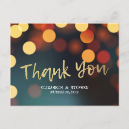 Chic Blauwgroen Gold Bokeh Lights Weddenschap Hart Briefkaart