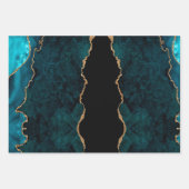 Chic Blauwgroen Gold Glitter Agate Abstract Wrappi Inpakpapier Vel (Voorkant 2)