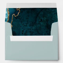 Chic Blauwgroen Gold Glitter Agate Custom Address Envelop