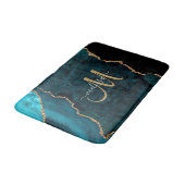 Chic Blauwgroen Gold Glitter Agate Custom Monogram Badmat (Gekanteld)