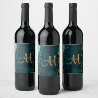 Chic Blauwgroen Gold Glitter Agate Custom Monogram
