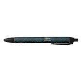 Chic Blauwgroen Gold Glitter Agate Custom Monogram Zwarte Inkt Pen (Bodem)