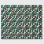 Chic Blauwgroen, Goud & Zwart Geometrisch Marmer Cadeaupapier (Vlak)