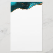 Chic Blauwgroen Gouden Glitter Agaat Modern Briefpapier (Voorkant)