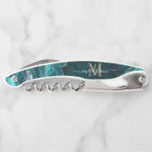 Chic Blauwgroen Green Gold Glitter Agate Geode Mon Kurkentrekker (Achterkant)