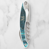 Chic Blauwgroen Green Gold Glitter Agate Geode Mon Kurkentrekker (Achterkant)