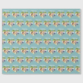 Chic Blauwgroen Harten Paar Foto Romantisch Custom Cadeaupapier (Vlak)