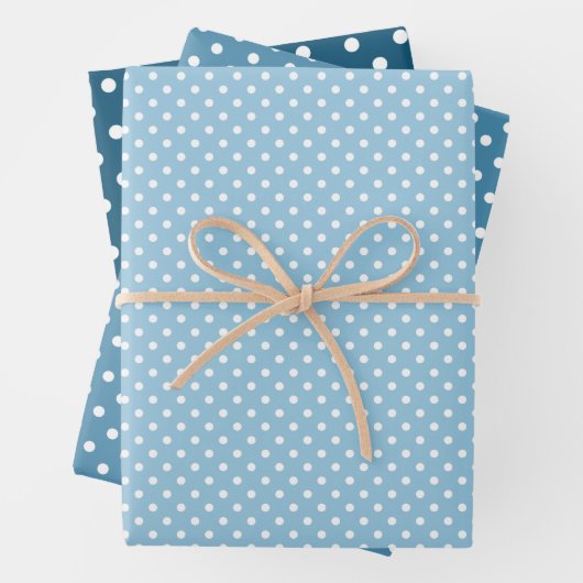 Chic Blauwgroen Light Blue White Polka Dots Patter Inpakpapier Vel (In situ)