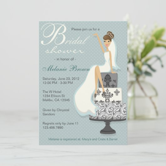 Chic Blauwgroen modern Bride hedendaags Vrijgezell Kaart (Staand voorkant)