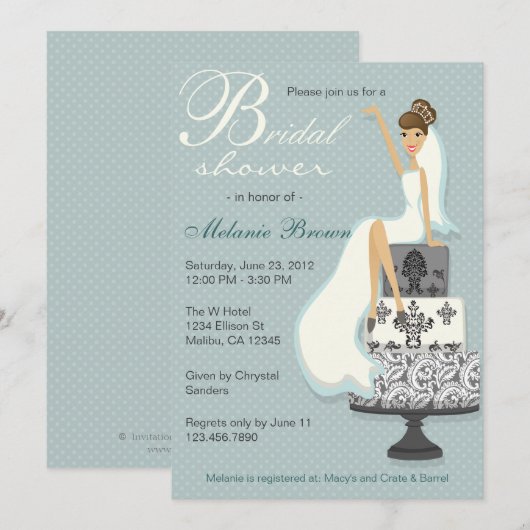 Chic Blauwgroen modern Bride hedendaags Vrijgezell Kaart (Voorkant / Achterkant)