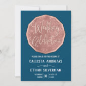 Chic Blauwgroen Roos Gouden Glitter Polygon Geo We Kaart (Voorkant)