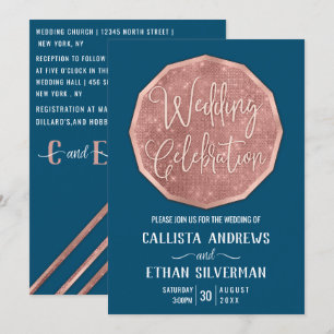 Chic Blauwgroen Roos Gouden Glitter Polygon Geo We Kaart