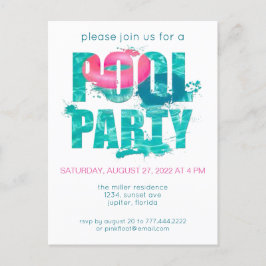 Chic Blauwgroen roze poolpartij Briefkaart