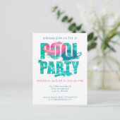 Chic Blauwgroen roze poolpartij Briefkaart (Staand voorkant)