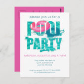 Chic Blauwgroen roze poolpartij Briefkaart (Voorkant / Achterkant)