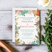 Chic Blauwgroen Rust Floral Bridal Shower Kaart