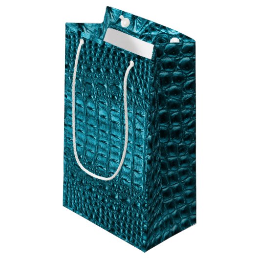 chic blauwgroen turquoise alligator print aqua bla klein cadeauzakje (Voorkant Gekanteld)