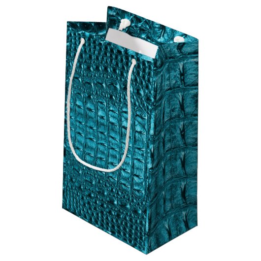 chic blauwgroen turquoise alligator print aqua bla klein cadeauzakje (Achterkant Gekanteld)