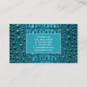 chic blauwgroen turquoise alligator print aqua bla visitekaartje (Achterkant)