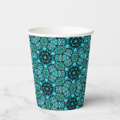 Chic Blauwgroen Turquoise Retro Oriental Mosaic Pa Papieren Bekers (Achterkant)
