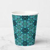Chic Blauwgroen Turquoise Retro Oriental Mosaic Pa Papieren Bekers (Links)