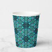 Chic Blauwgroen Turquoise Retro Oriental Mosaic Pa Papieren Bekers (Rechts)