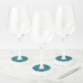 Chic Blauwgroen Turquoise Retro Oriental Mosaic Pa Wijnglaslabel (Set)