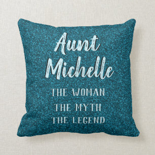 Chic Blauwgroen Typography tante Name Kussen