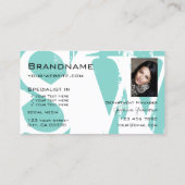 Chic Blauwgroen White Black met foto-Logo en monog Visitekaartje (Achterkant)