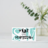 Chic Blauwgroen White Black met foto-Logo en monog Visitekaartje (Staand voorkant)