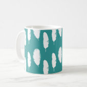 Chic Blauwgroen White Feathers Koffiemok (Voorkant links)