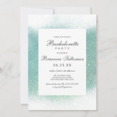 Chic Blauwgroen White Glitter Dust Border Bachelor Kaart (Voorkant)
