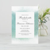 Chic Blauwgroen White Glitter Dust Border Bachelor Kaart (Staand voorkant)