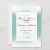Chic Blauwgroen White Glitter Dust Border Vrijgeze Kaart (Voorkant)