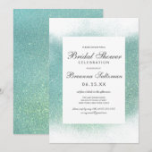 Chic Blauwgroen White Glitter Dust Border Vrijgeze Kaart (Voorkant / Achterkant)