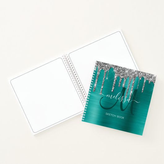  Chic Blauwgroen zilvervormer Glitter Drivers Sche Notitieboek (Binnen)