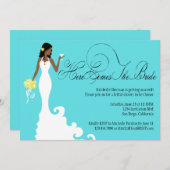 Chic Blauwgroen Zwart Geel Hier komt de Bride Kaart (Voorkant / Achterkant)