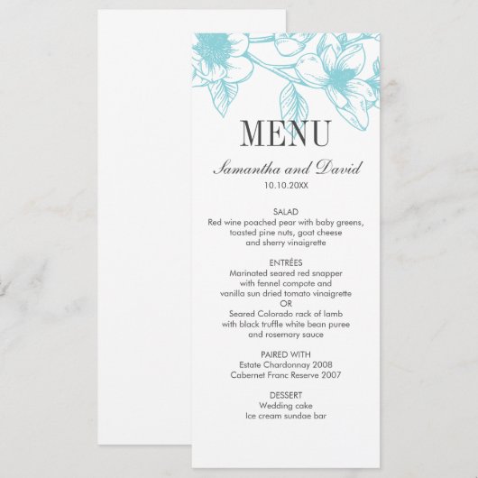 Chic Bleek Blue Magnolia Flowers Weddenschap Kaart (Voorkant / Achterkant)