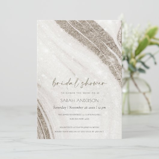 Chic Bleek Gold Marble Agate Vrijgezellenfeest nod Bedankkaart (Staand voorkant)