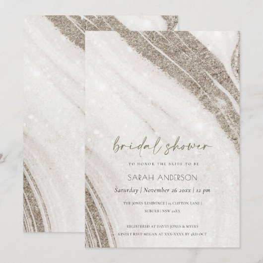 Chic Bleek Gold Marble Agate Vrijgezellenfeest nod Bedankkaart (Voorkant / Achterkant)