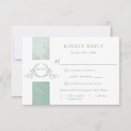 Chic Bleek Green Waterverf Wedding Monogram RSVP