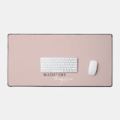 Chic Bleek Roze Beige Script Monogram Bureaumat (Keyboard & Muis)