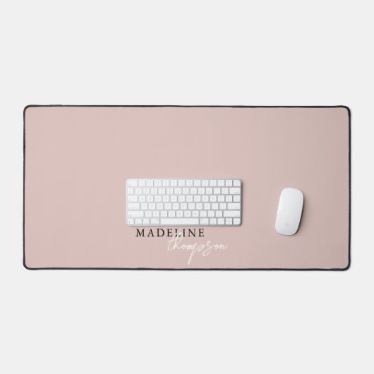 Chic Bleek Roze Beige Script Monogram Bureaumat (Keyboard & Muis)