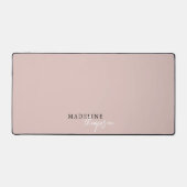 Chic Bleek Roze Beige Script Monogram Bureaumat (Voorkant)