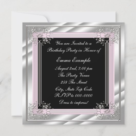 Chic Bleke Roze Verjaardagsfeest Kaart (Achterkant)